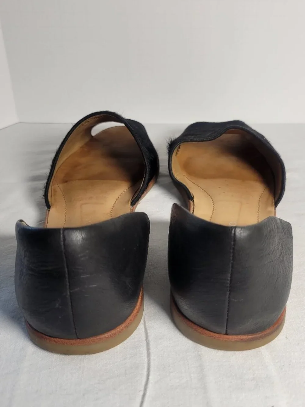 Franco Sarto Venezia Black Calf Hair D'Orsay Peep Toe Flats 7.5M